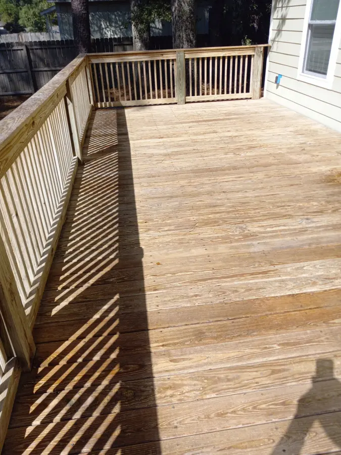 Wood deck with railing